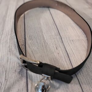 Black Leather Belt with Silver Buckle